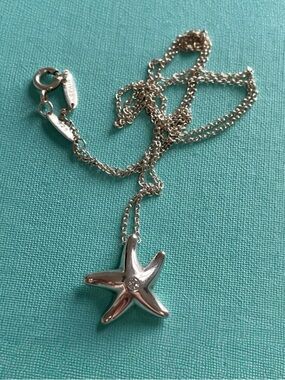 Tiffany rare 20” Diamond Sterling Silver Starfish Pendant Necklace